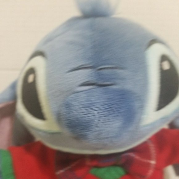 Disney Store Stitch Plaid Bow Tie Red Sweater Stuffed Plush Animal Holiday - Picture 2 of 9